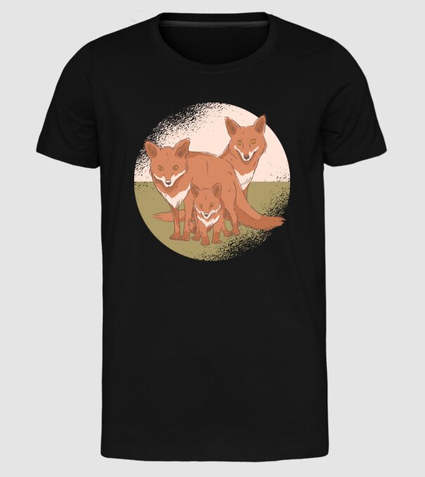 Familie Vulpe model negru pe tricou