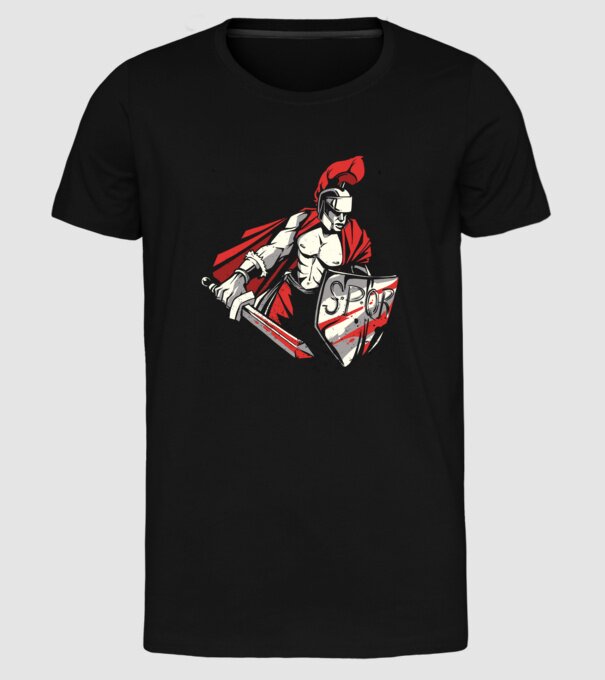 SPQR războinic Roman model negru pe tricou