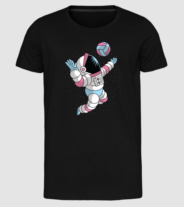 Astronaut voleibalist model negru pe tricou