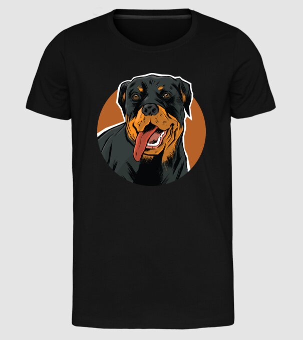 Tricou cu Câine Rottweiler model negru pe tricou