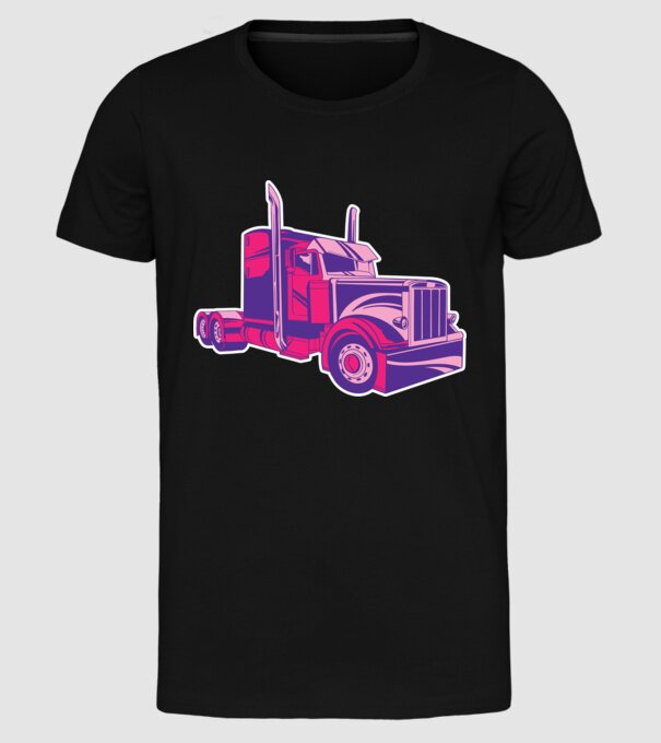 Camion roz model negru pe tricou