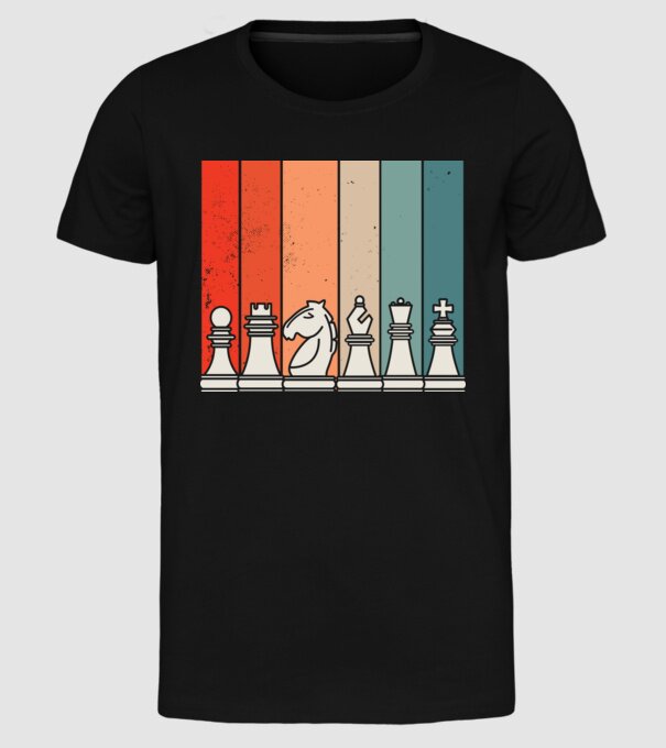 Șah Retro model negru pe tricou