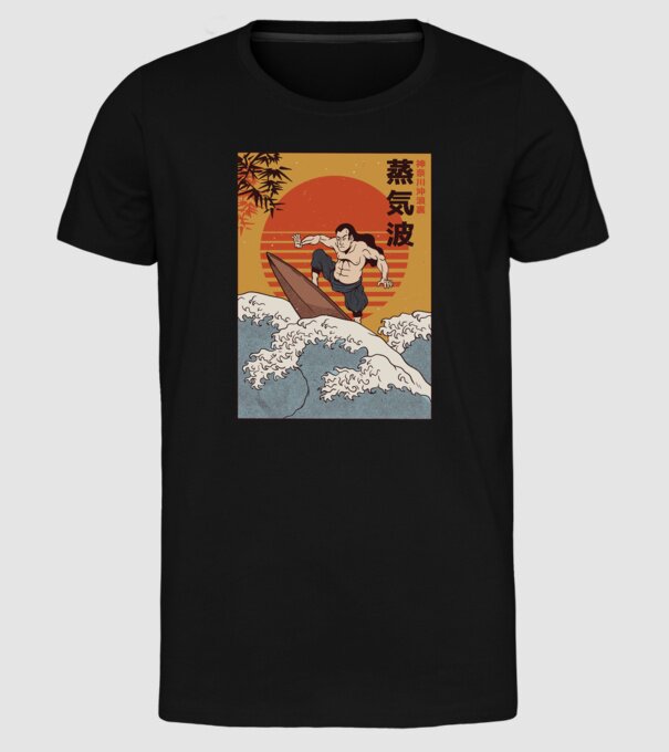 Samurai Surf model negru pe tricou