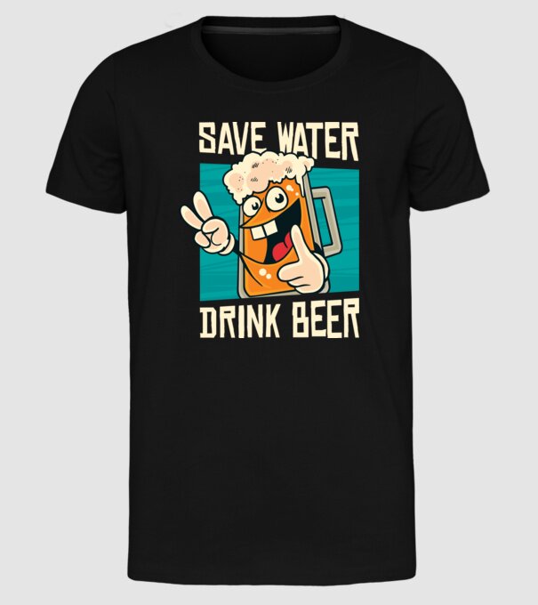 Save water, drink beer tricou amuzant bere model negru pe tricou