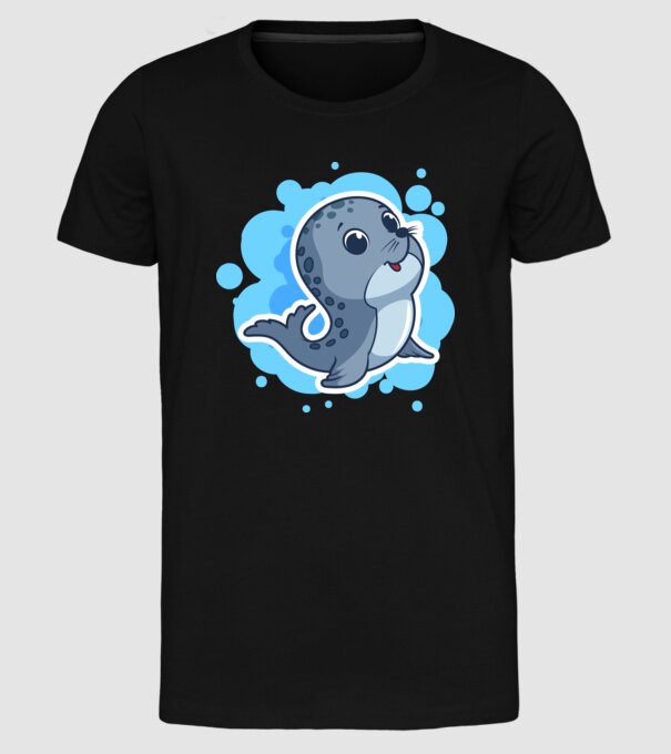 Sea Lion - Focă drăguță model negru pe tricou