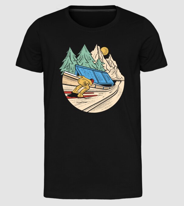 Săritor cu schiuri model negru pe tricou