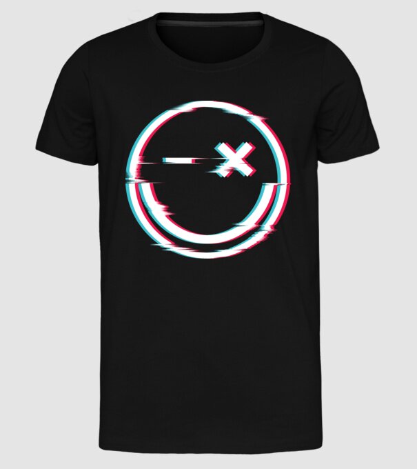 Smile glitch neon tiktok style model negru pe tricou