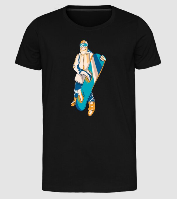 Snowboarder model negru pe tricou