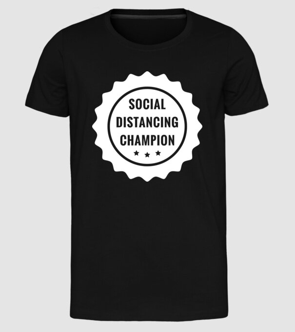 Social distancing champion model negru pe tricou