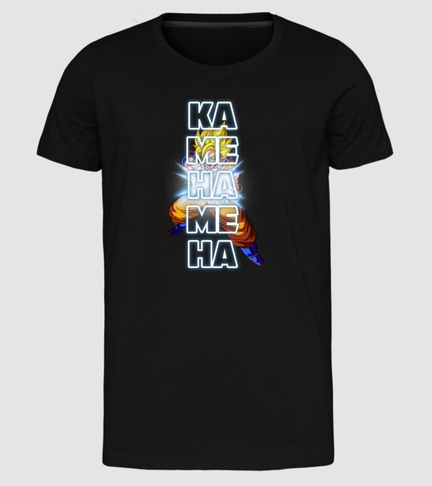 Son Goku Kamehameha model negru pe tricou