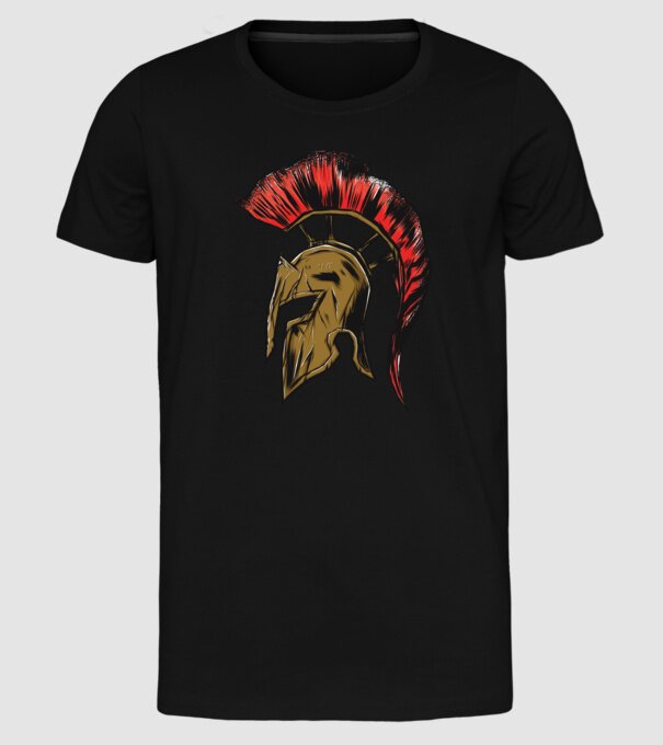 Cască războinic Sparta model negru pe tricou