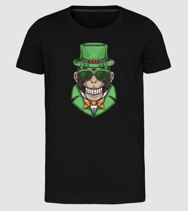 Sfântul Patrick Maimuță model negru pe tricou