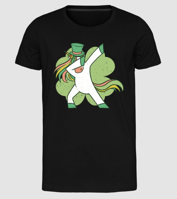 St Patrick Unicorn DAB model negru pe tricou