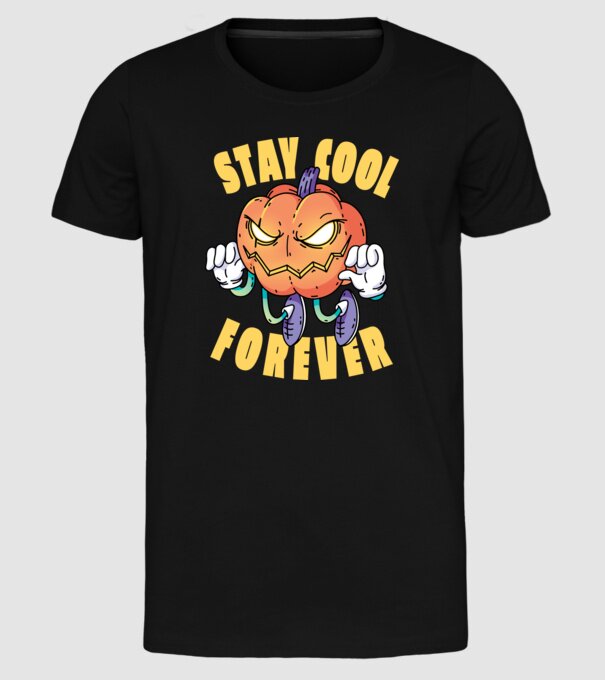 Dovleac de Halloween Stay Cool Forever model negru pe tricou