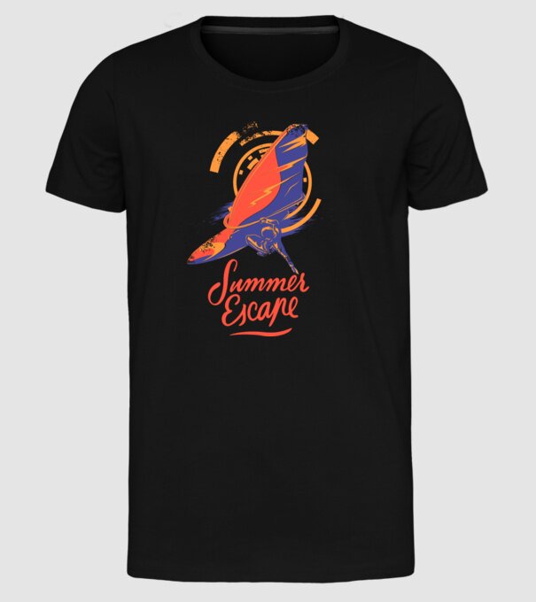 Summer escape Surf model negru pe tricou