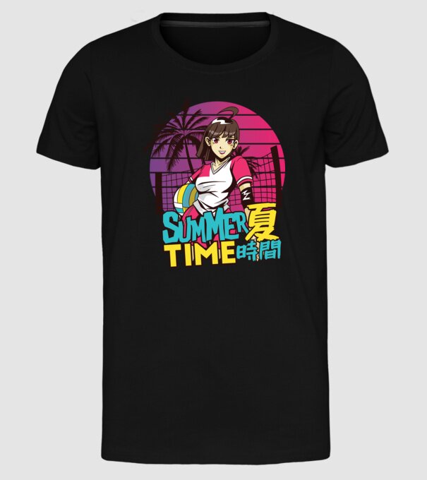 Summer Girl Anime Fată Manga model negru pe tricou