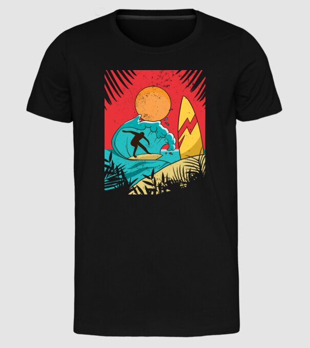 Afiș Surf model negru pe tricou