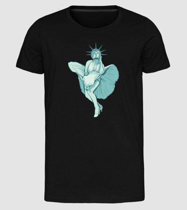 Statuia Libertății rușinos model negru pe tricou