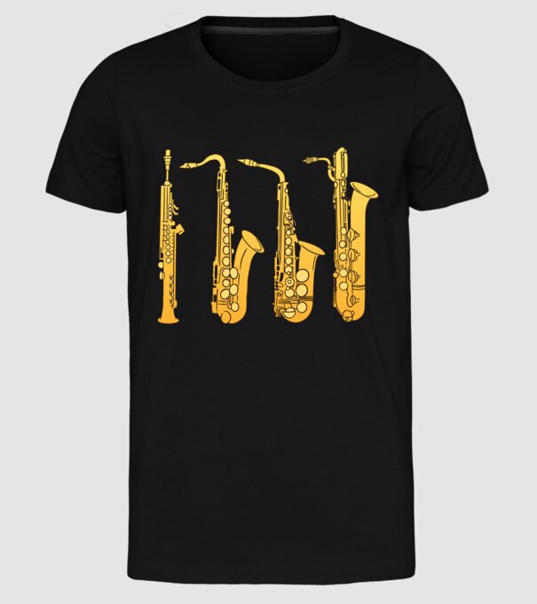 Saxofoane model negru pe tricou