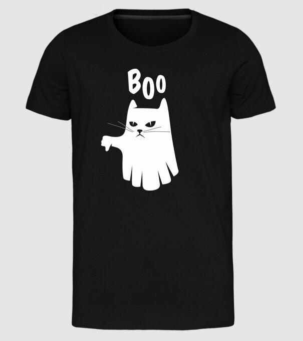 Pisică Fantomă model negru pe tricou
