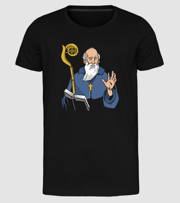 Sfântul Benedict model negru pe tricou