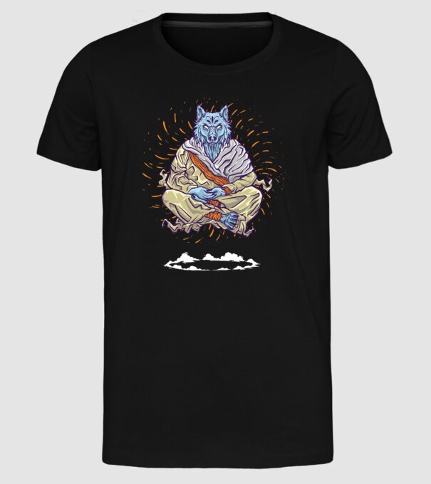 Lup Călugăr model negru pe tricou