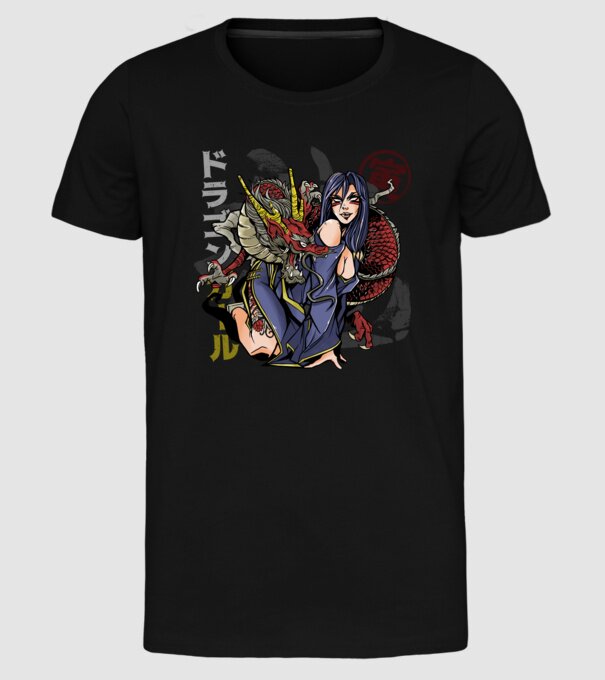 Dragon sexy Anime model negru pe tricou