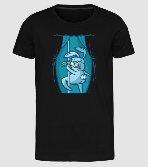 Iepuraș Striptease model negru pe tricou