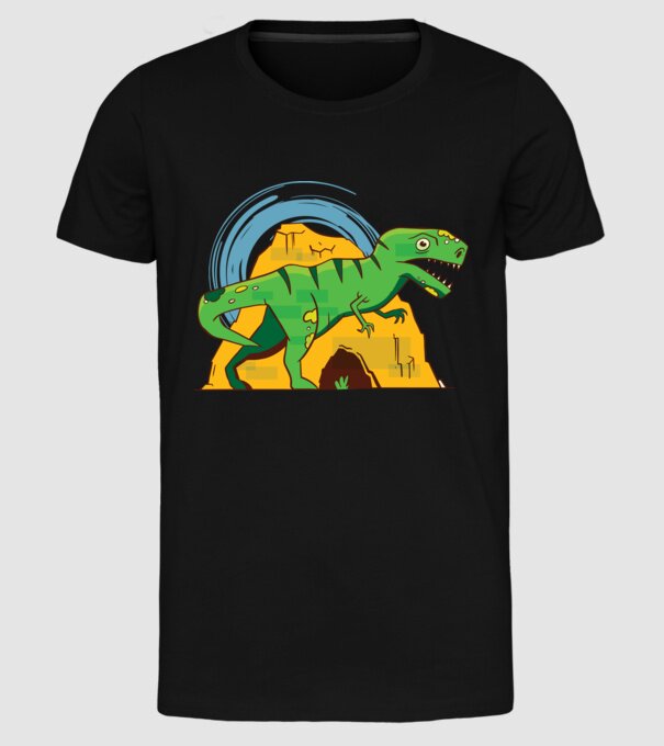 Dinozaur T-rex model negru pe tricou