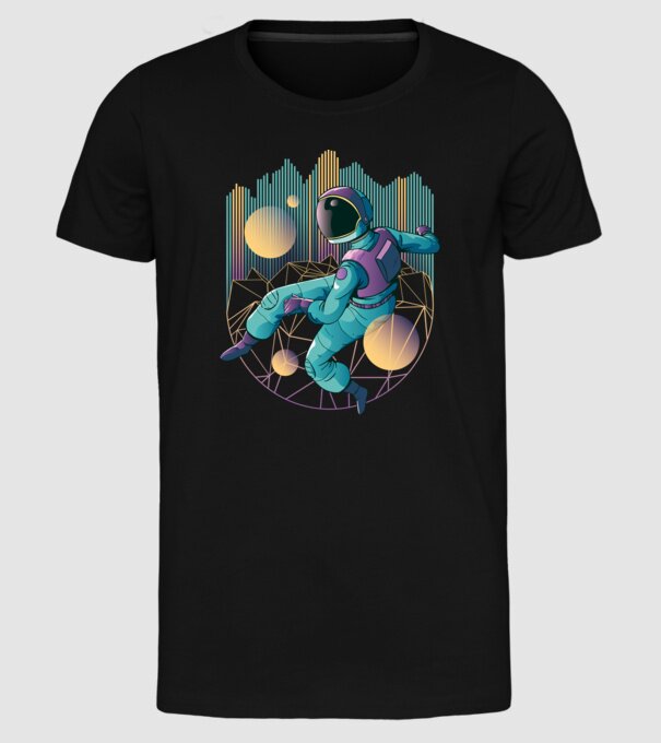 Techno Astronaut tricou astronaut model negru pe tricou