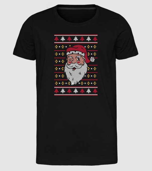 Moș Crăciun pulover urât model negru pe tricou