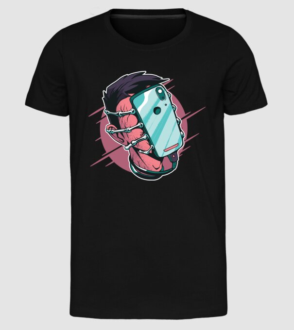 Telefon Facehugger tricou amuzant model negru pe tricou