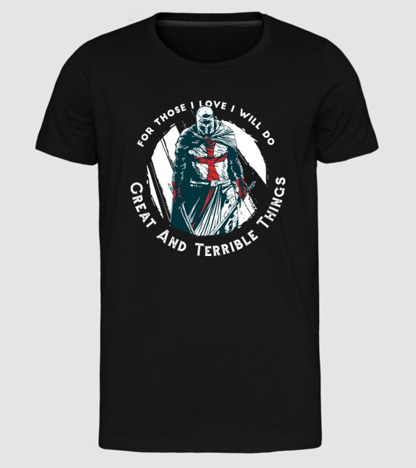 Cavaler Templier model negru pe tricou