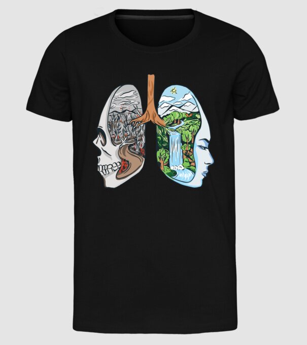 Natură Plămâni imagine model negru pe tricou