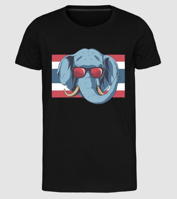 Thailanda Elefant tricou model negru pe tricou