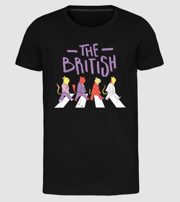 The British Pisicuțe model negru pe tricou