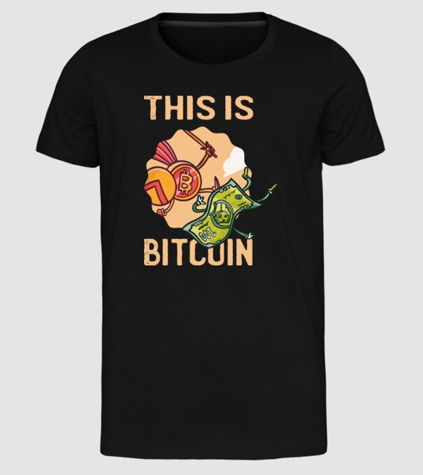 This is Bitcoin model negru pe tricou