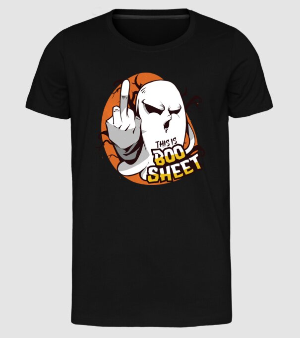 This is Boo Sheet Halloween model negru pe tricou