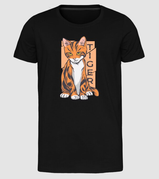 Pisică Tigru model negru pe tricou