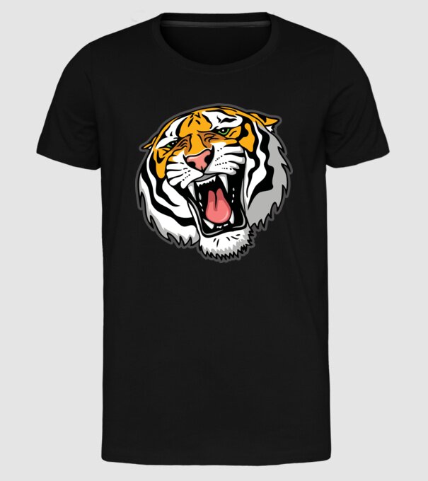 Tricou cu cap de tigru model negru pe tricou