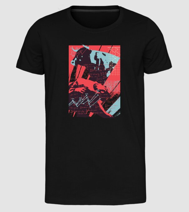 Bursa de Valori Taur vs Urs model negru pe tricou