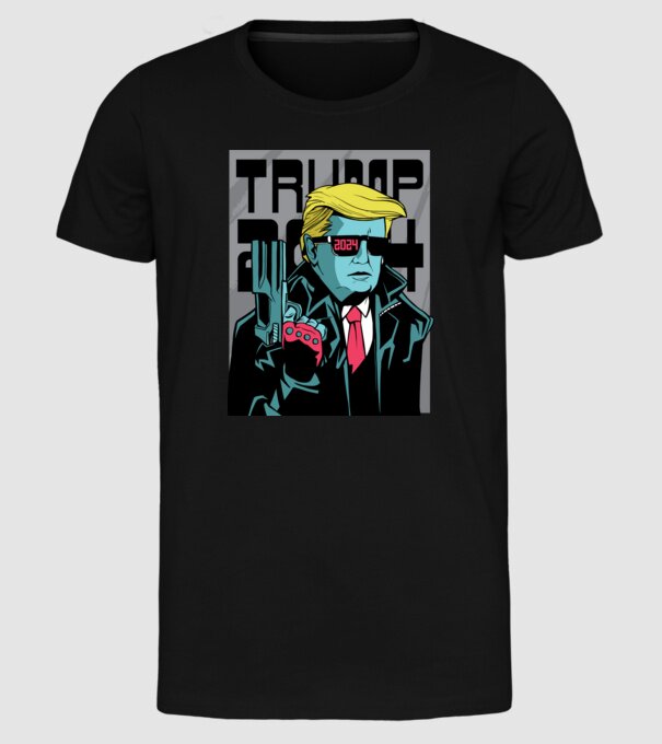 Trump Terminator 2024 model negru pe tricou