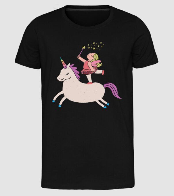 Zână Unicorn model negru pe tricou