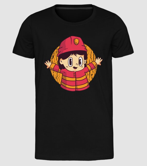 Pompier copil model negru pe tricou