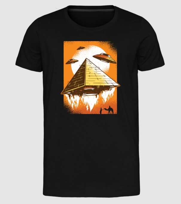 OZN Piramidă Alien model negru pe tricou