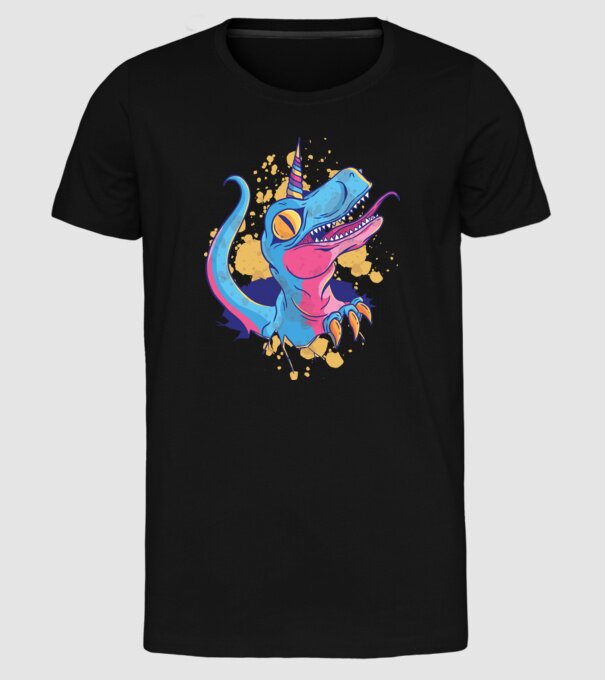 Unicornsaurus - Dinozaur Unicorn model negru pe tricou