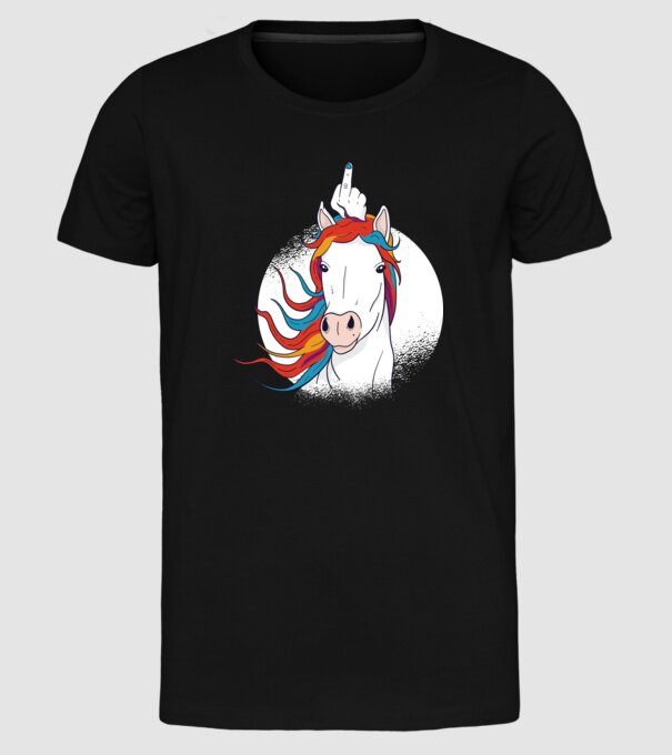 Unicorn Fuck Off model negru pe tricou