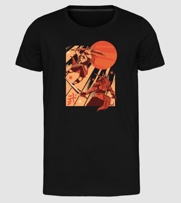 Unicorn Războinic model negru pe tricou