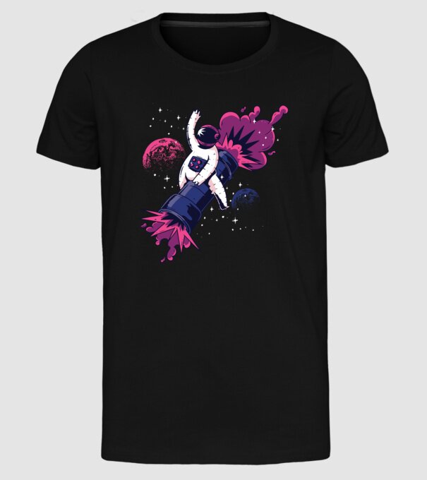 Astronaut Bazooka Rodeo model negru pe tricou