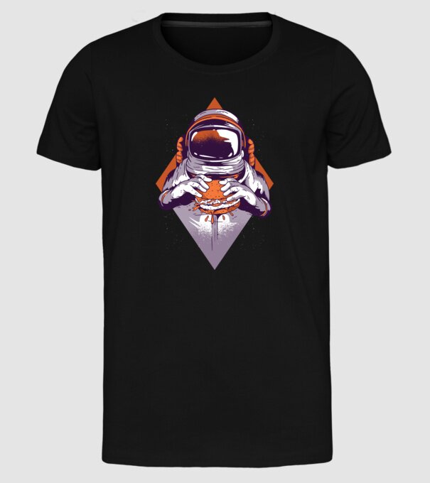 Hamburger Astronaut model negru pe tricou
